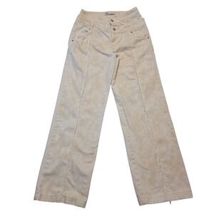 Zara Womens Pants Wide Leg Cream Raw Edge High Rise Size 4